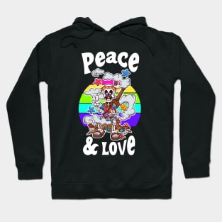 Peace And Love Cartoon Retro Skeleton Hoodie